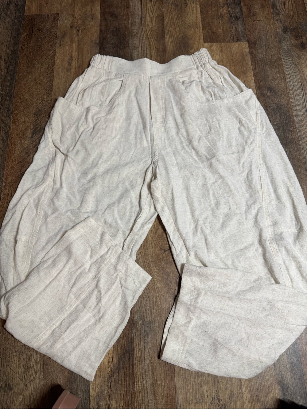 Bluivy Wide Leg Linen-Feel Pants in Soft Cream
